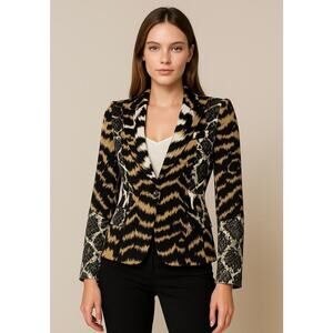 NEW- NWOT Roberto Cavalli Silk Blazer Jacket 38 Animal Print Snake Tiger